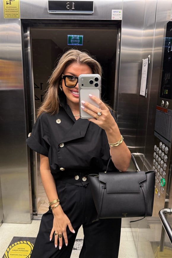 Premium Seri Dik Yaka Yelek Pantolon Harem Takım Siyah