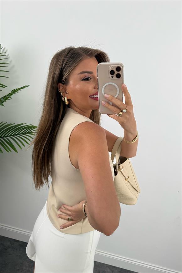 Premium Seri Double Atlas Kumaş Gold Düğmeli Astarlı Yelek Taş 