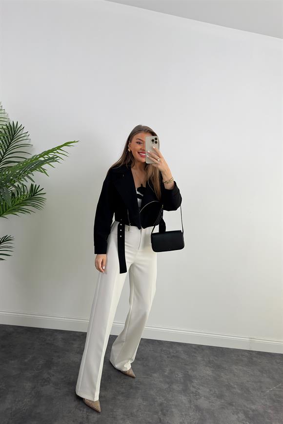 Premium Seri Double Krep Biker Ceket Siyah