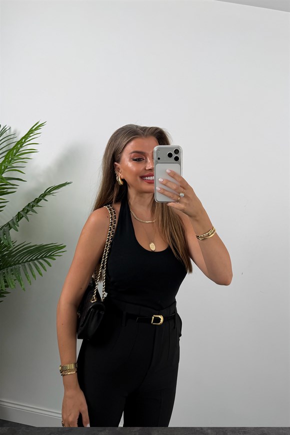 Premium Seri Double Kumaş Pensli Kemerli Havuç Pantolon Siyah