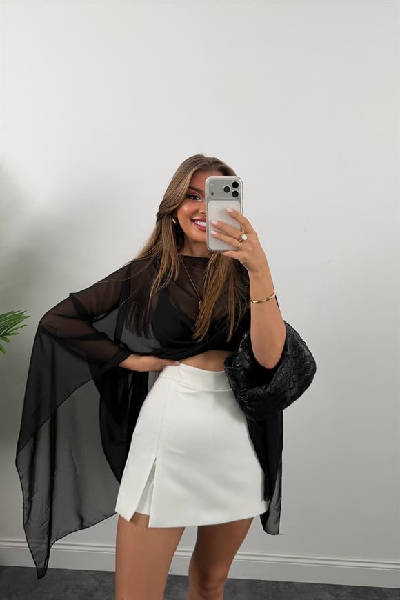 Premium Seri Double Kumaş Şort Etek Beyaz