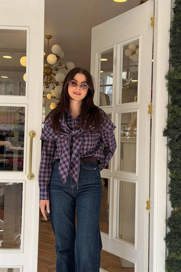 Premium Seri Ekoseli Şallı Tasarım Gömlek