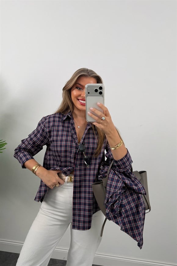 Premium Seri Ekoseli Şallı Tasarım Gömlek