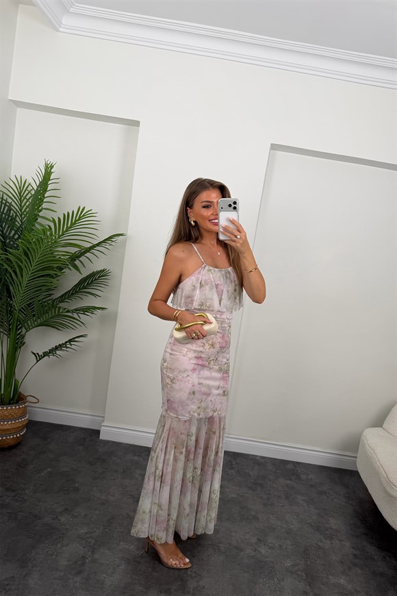 Premium Seri Floral Tül Elbise