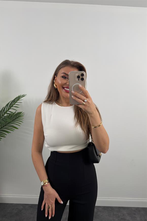 Premium Seri Gold Fermuarlı Kalın Kumaş Korsaj Palazzo Siyah