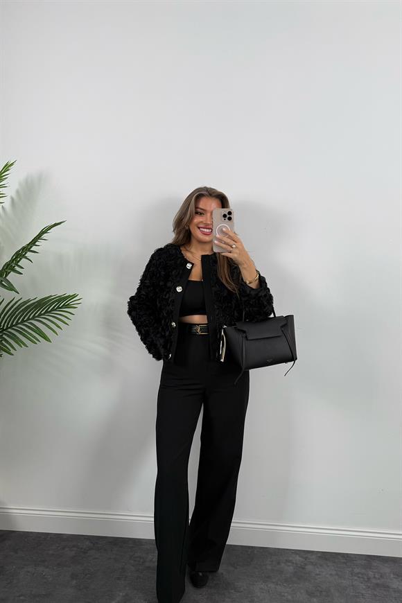 Premium Seri Gül Aplikeli Tasarım Ceket