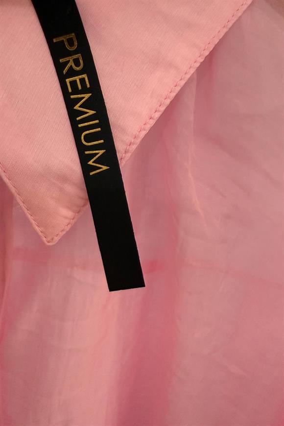 Premium Seri İpeksi Transparan Gömlek Pembe