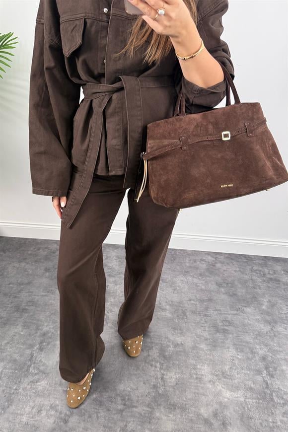 Premium Seri Jean Trençkot Acı Kahve