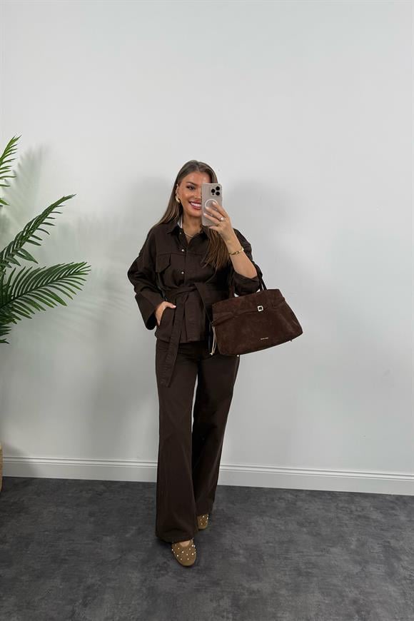 Premium Seri Jean Trençkot Acı Kahve