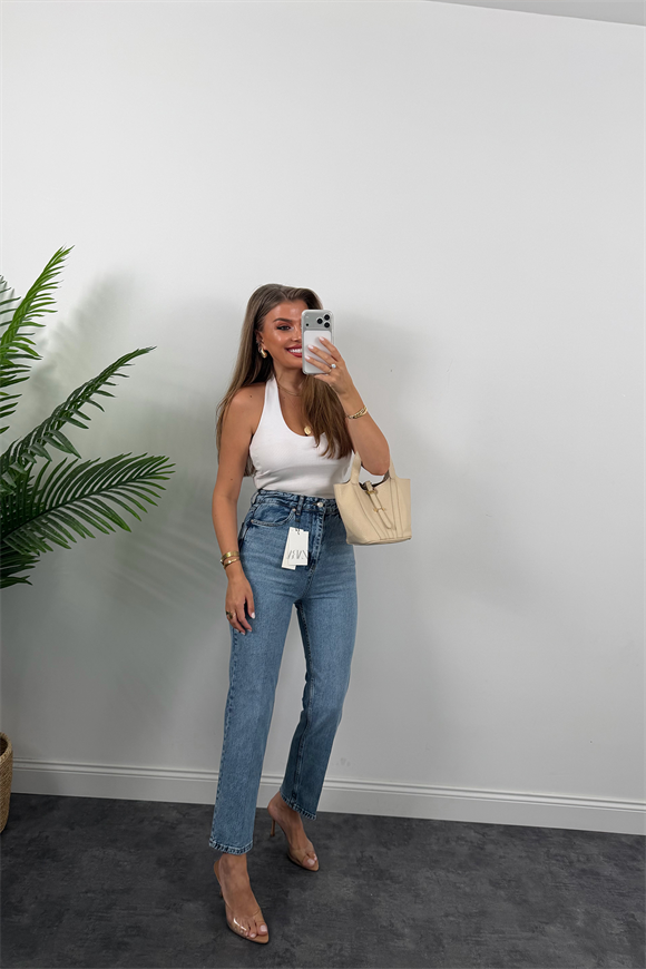 Premium Seri Kalem Paça Ütülü BF Jean 1004 Klasik Mavi