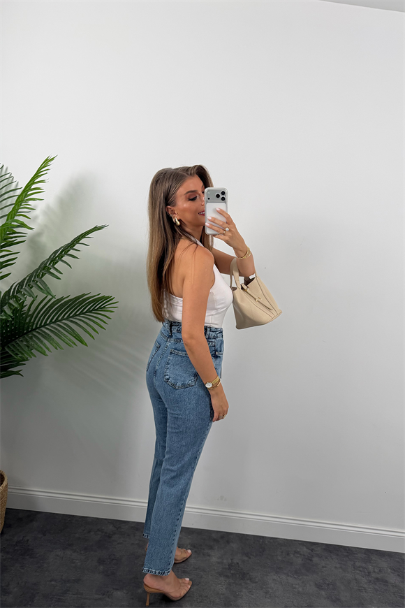 Premium Seri Kalem Paça Ütülü BF Jean 1004 Klasik Mavi