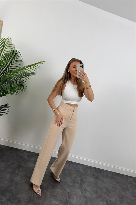 Premium Seri Kalın Kumaş Double Atlas Palazzo Taş 