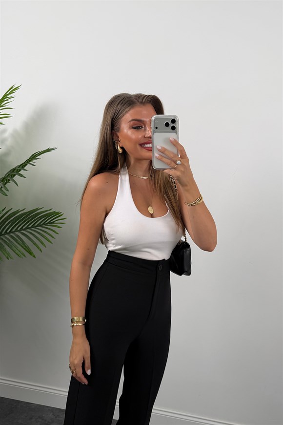 Premium Seri Kalın Kumaş Double Atlas Palazzo Siyah 