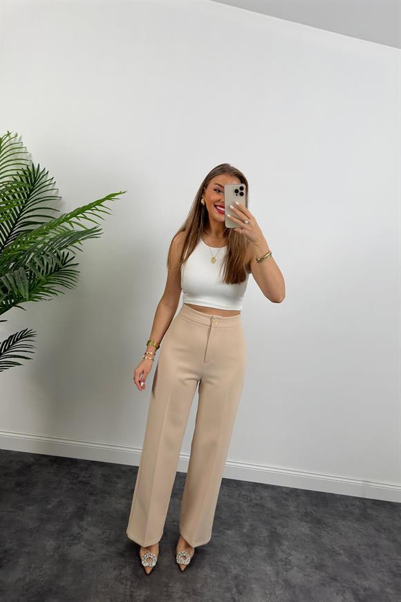 Premium Seri Kalın Kumaş Double Atlas Palazzo Taş 