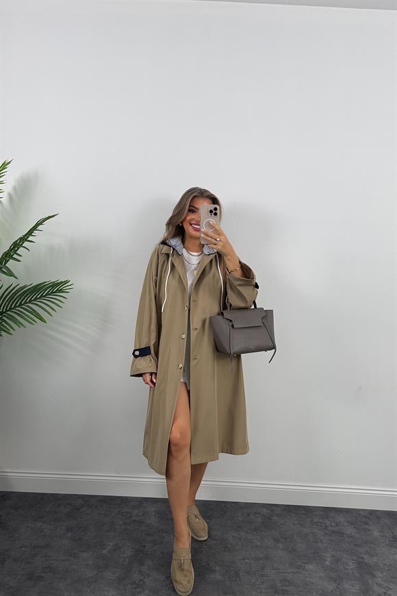 Premium Seri Kapüşonlu Tasarım London Trençkot