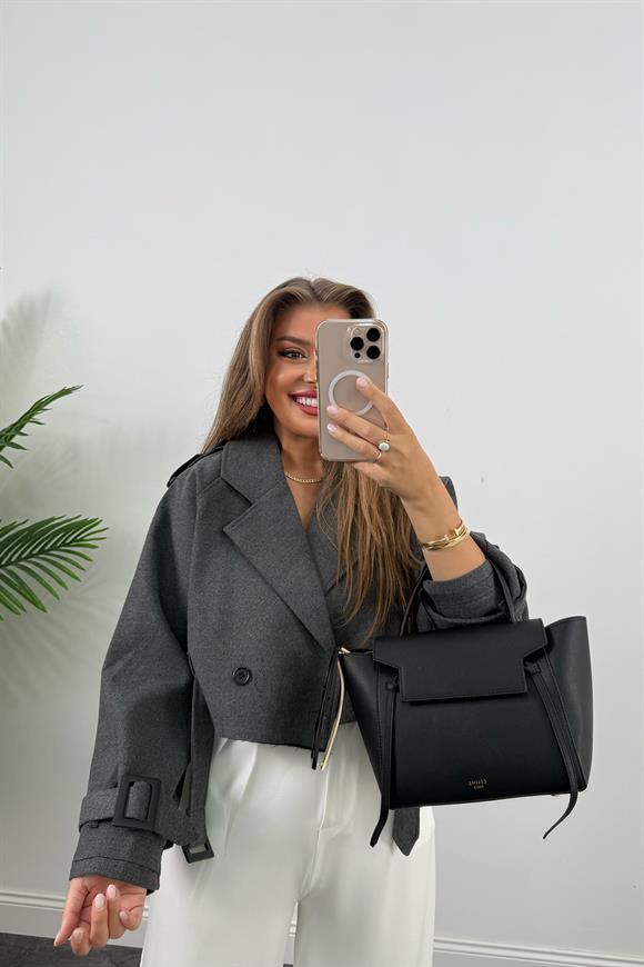 Premium Seri Kaşe Biker Ceket Antrasit