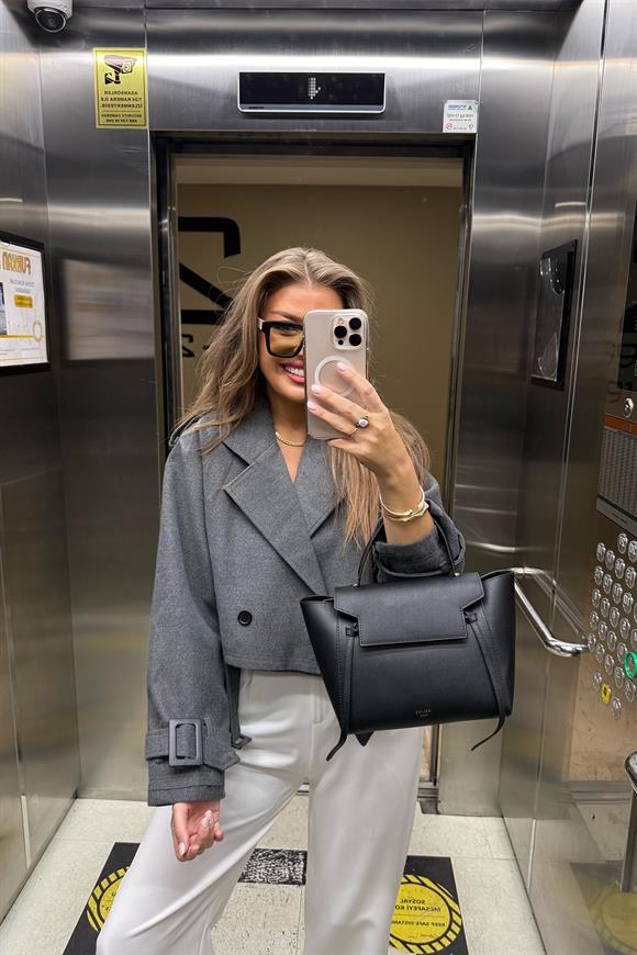 Premium Seri Kaşe Biker Ceket Antrasit