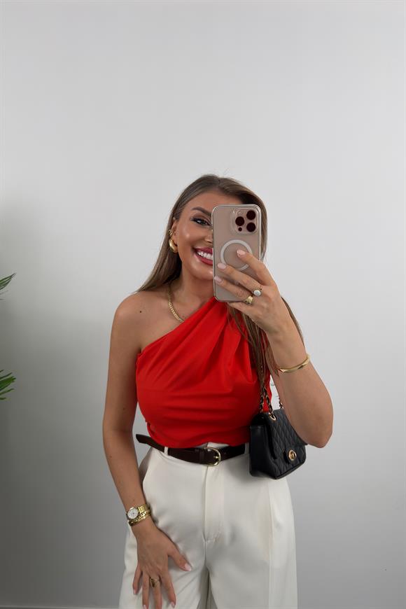 Premium Seri Kemerli Bol Paça Double Kumaş Pantolon Ekru