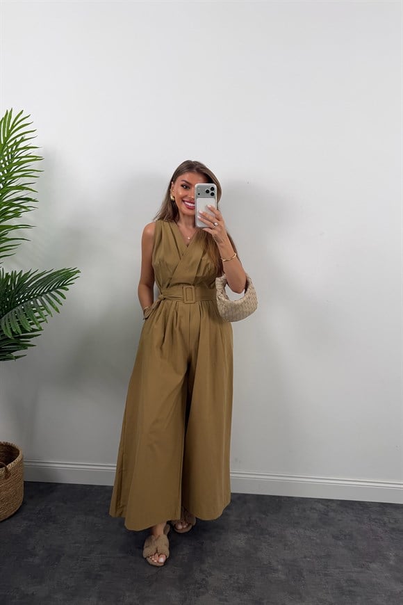 Premium Seri Kemerli Bol Paça Safari Tulum Olive