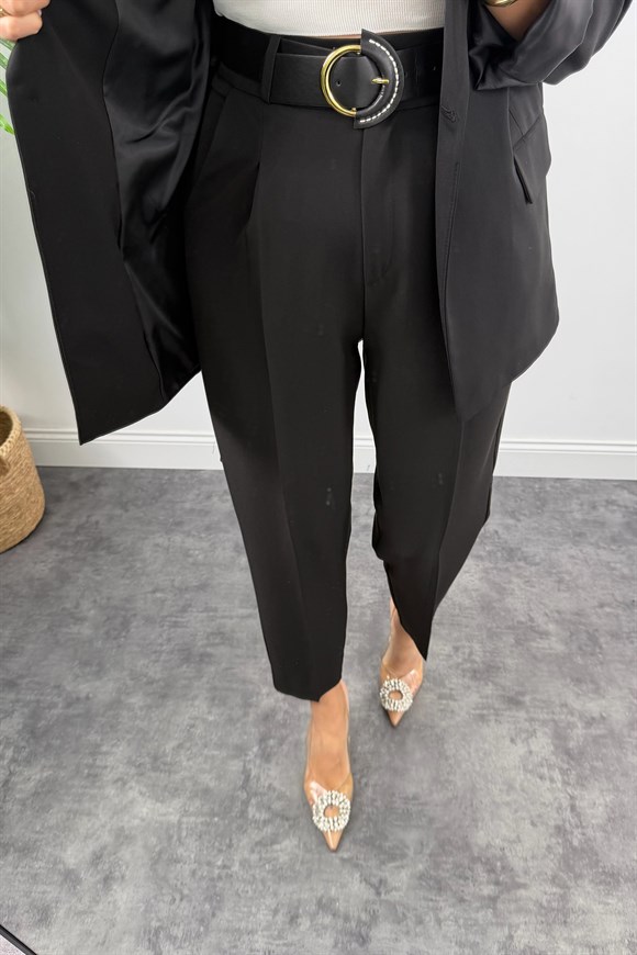 Premium Seri Kemerli Pantolon Ceket Takım Siyah