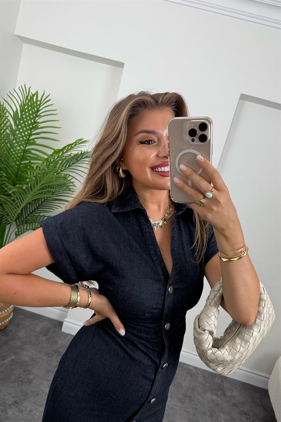 Premium Seri Kol Likralı Jean Kalem Elbise