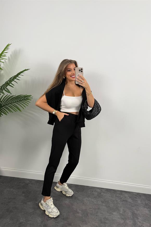 Premium Seri Likralı Çımalı Çelik Jogger Pantolon Siyah