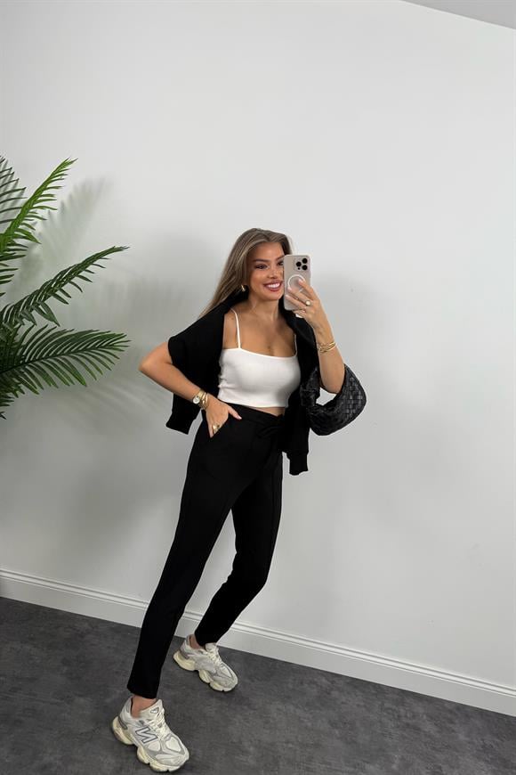 Premium Seri Likralı Çımalı Çelik Jogger Pantolon Siyah