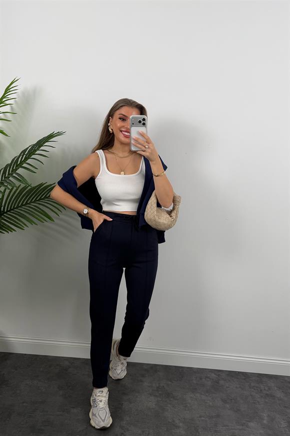 Premium Seri Likralı Çımalı Çelik Jogger Pantolon Lacivert