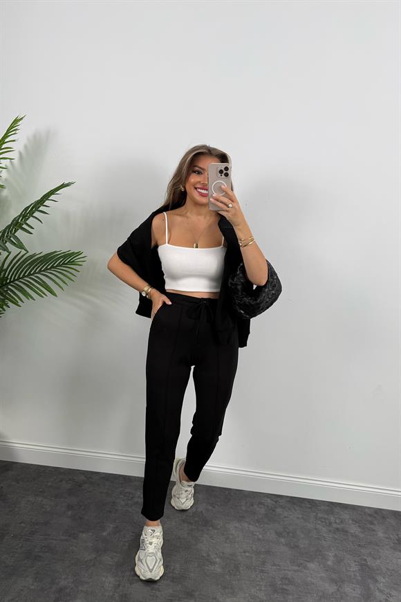 Premium Seri Likralı Çımalı Çelik Jogger Pantolon Siyah