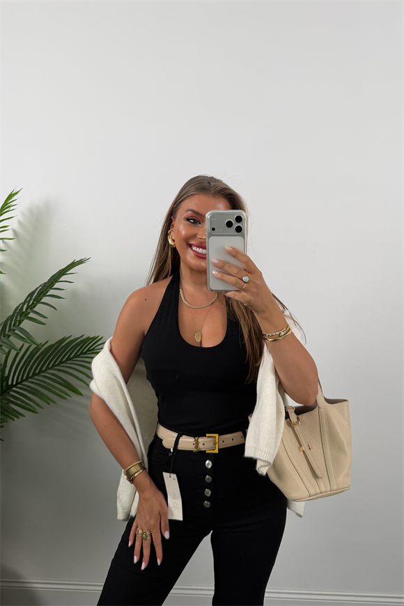 Premium Seri Likralı Düğmeli İspanyol Jean Siyah