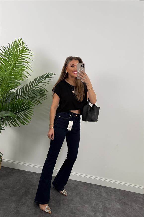 Premium Seri Likralı İspanyol Paça Jean Lacivert