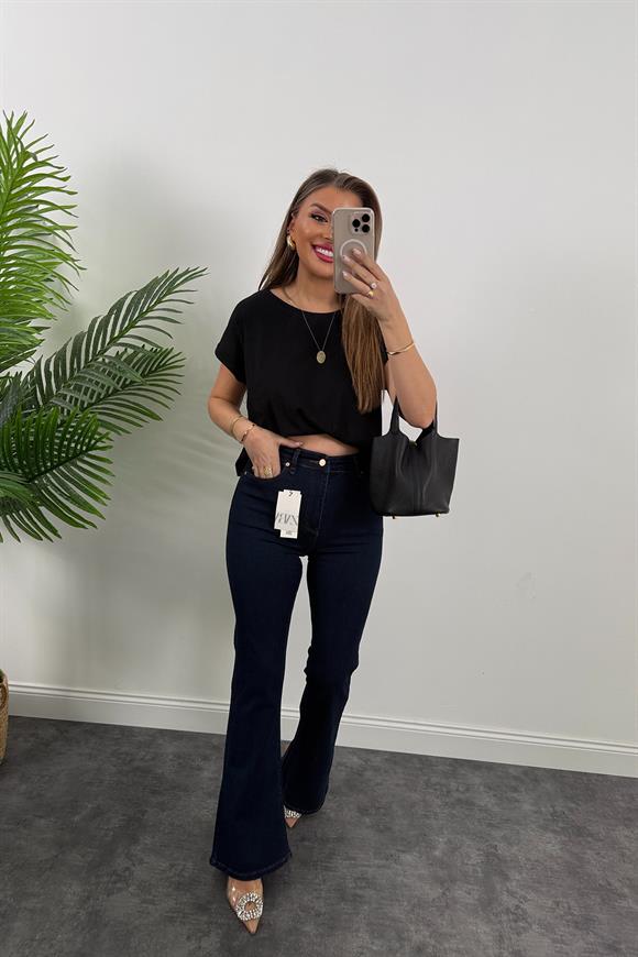 Premium Seri Likralı İspanyol Paça Jean Lacivert