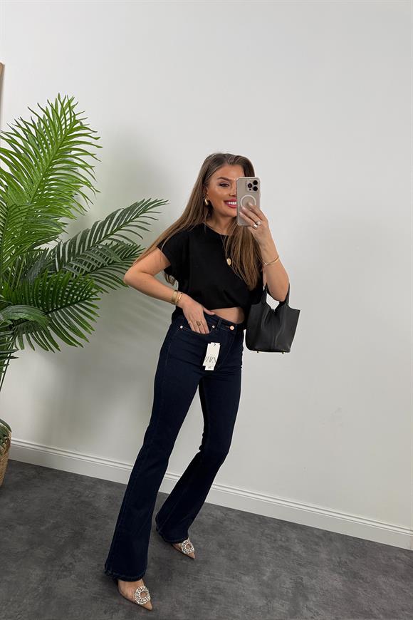 Premium Seri Likralı İspanyol Paça Jean Lacivert