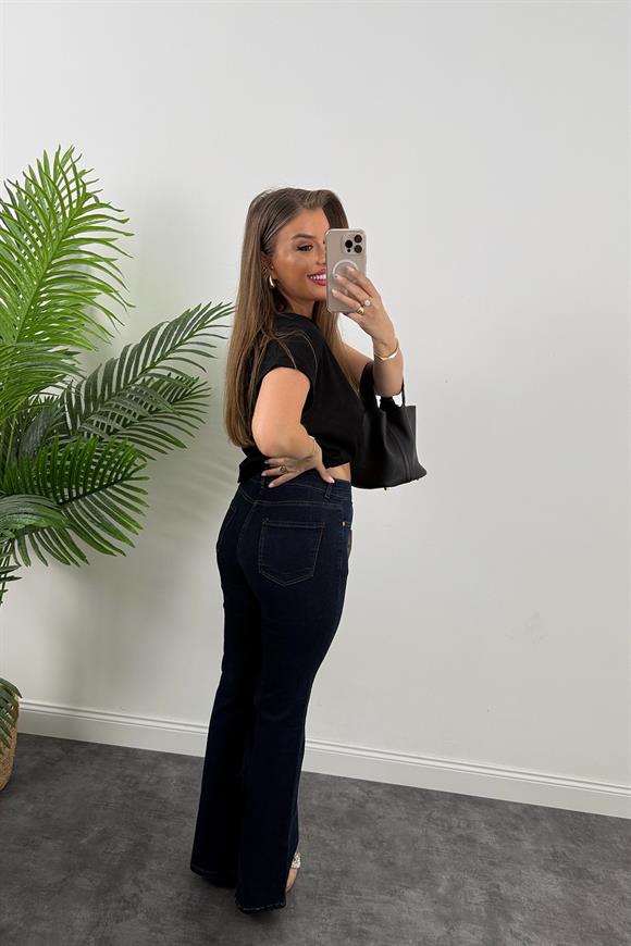 Premium Seri Likralı İspanyol Paça Jean Lacivert