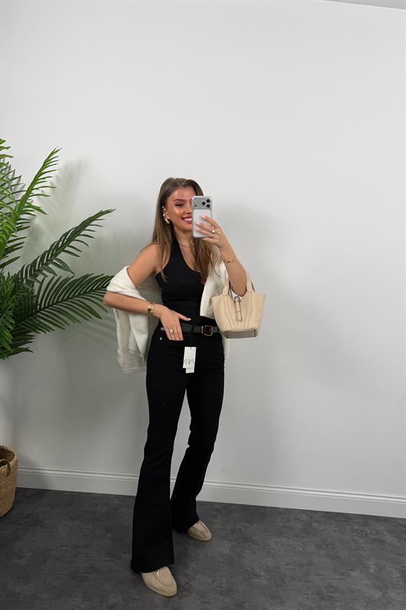 Premium Seri Likralı Süper Black İspanyol Jean Siyah