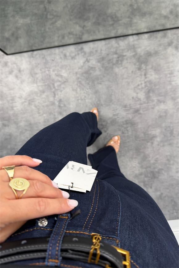 Premium Seri Likralı Yüksek Bel İspanyol Jean  Lacivert