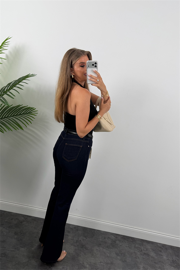 Premium Seri Likralı Yüksek Bel İspanyol Jean  Lacivert