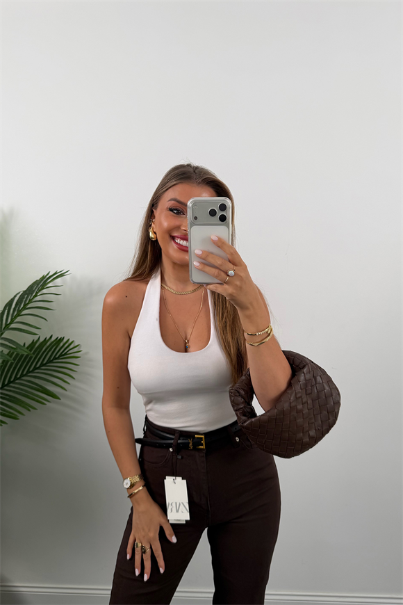 Premium Seri Likralı Yüksek Bel İspanyol Jean Acı Kahve