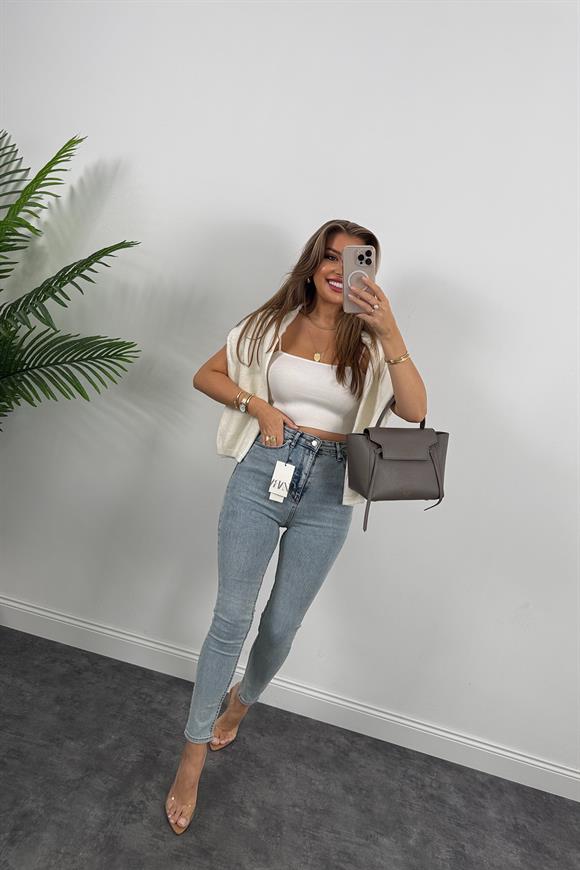 Premium Seri Likralı Yüksek Bel Skinny Jean Light Blue