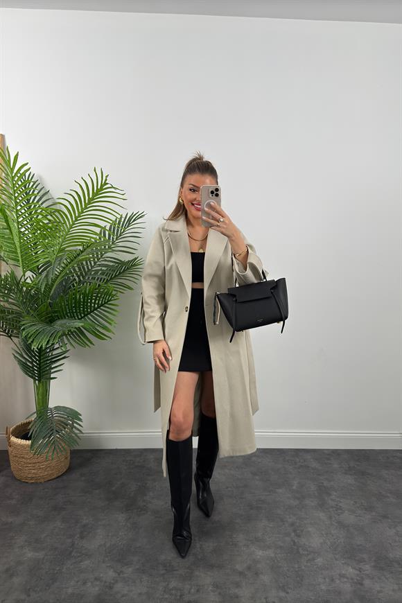 Premium Seri Massi Model Balık Sırtı Kol Detaylı Kaşe Kaban Taş