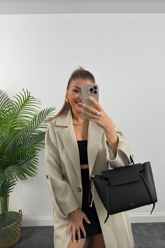 Premium Seri Massi Model Balık Sırtı Kol Detaylı Kaşe Kaban Taş