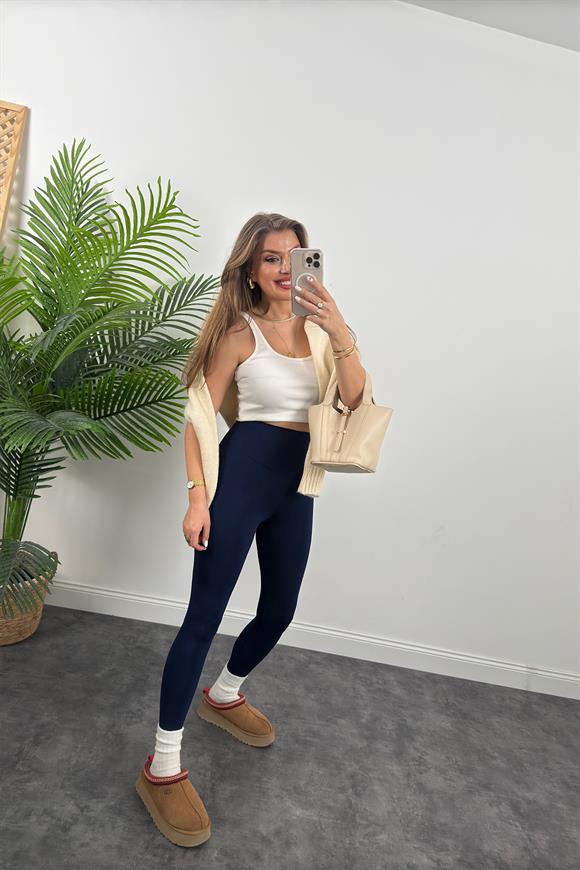 Premium Seri Modal Kumaş Lüx Basic Tayt Lacivert