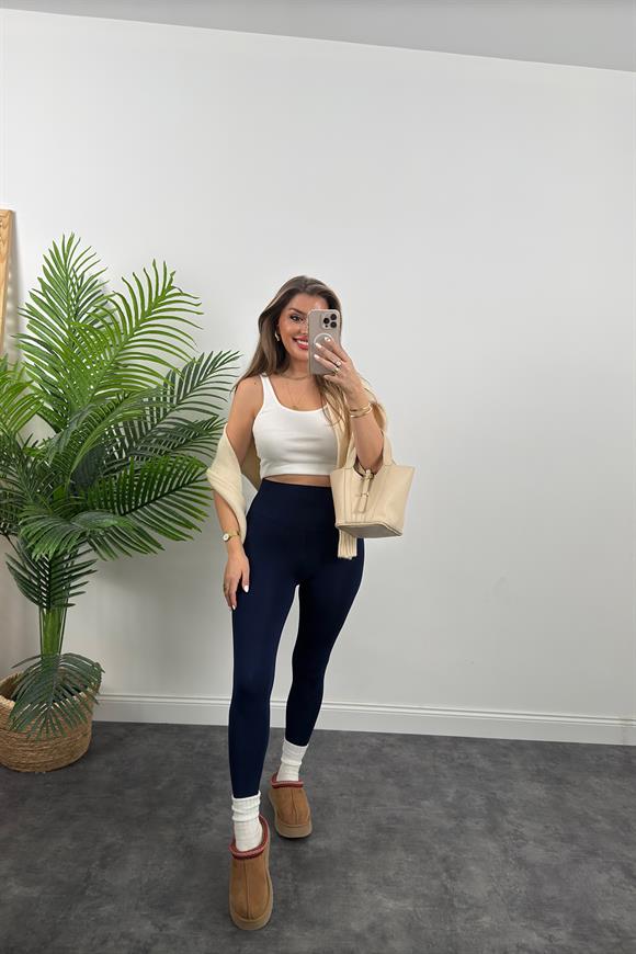 Premium Seri Modal Kumaş Lüx Basic Tayt Lacivert