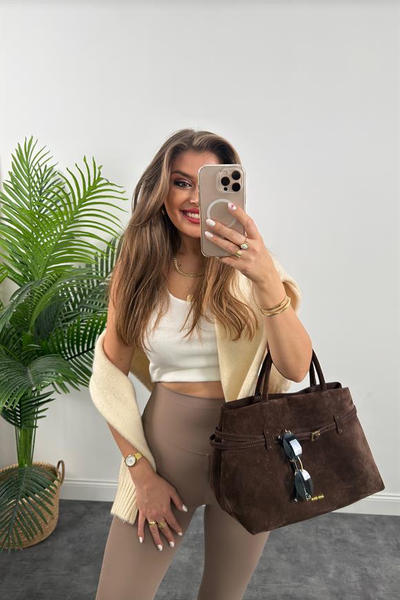 Premium Seri Modal Kumaş Lüx Basic Tayt Vizon