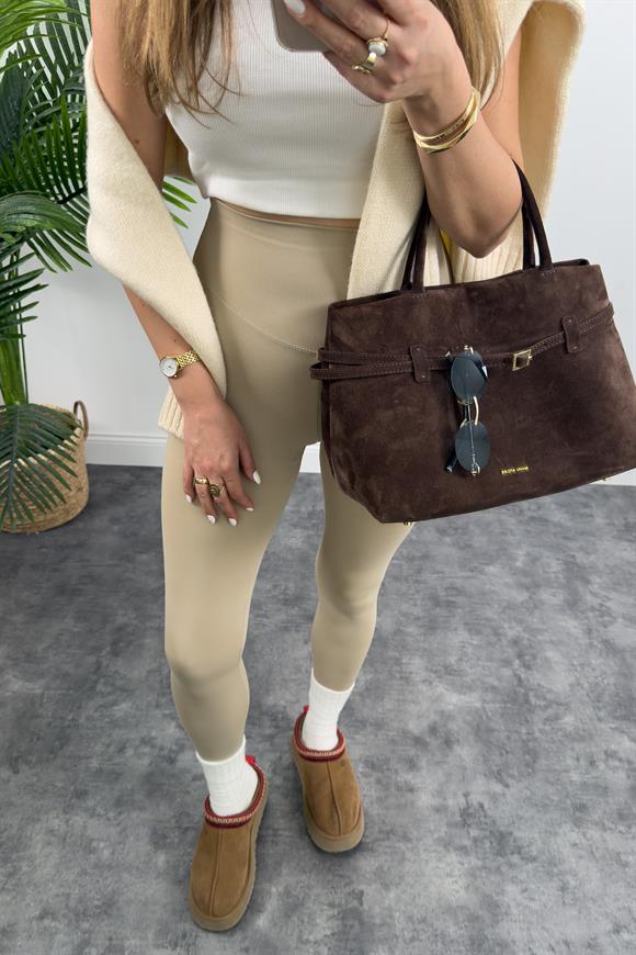 Premium Seri Modal Kumaş Lüx Basic Tayt Taş