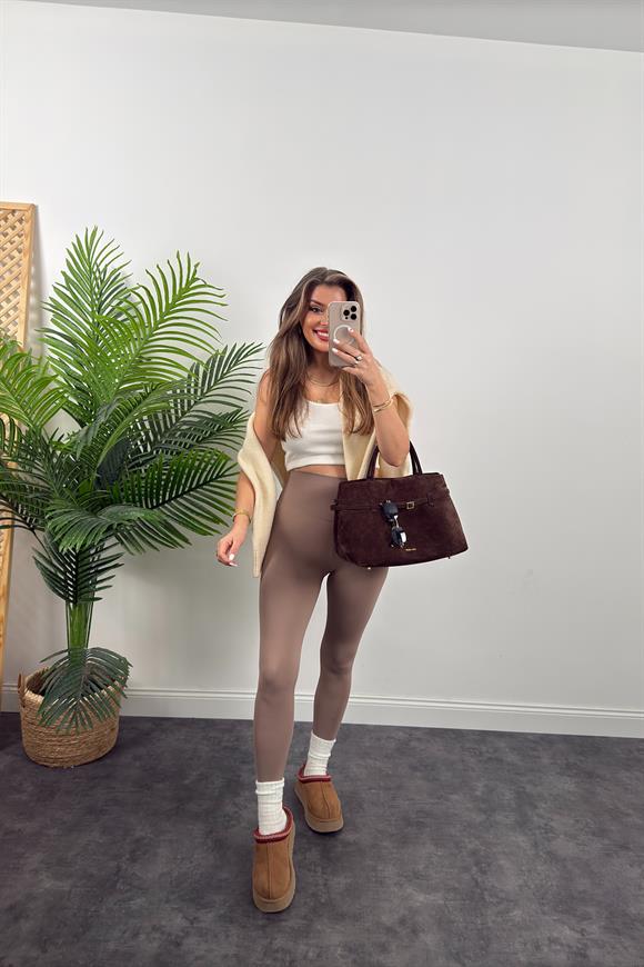 Premium Seri Modal Kumaş Lüx Basic Tayt Vizon