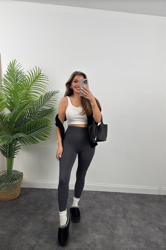 Premium Seri Modal Kumaş Lüx Basic Tayt Antrasit