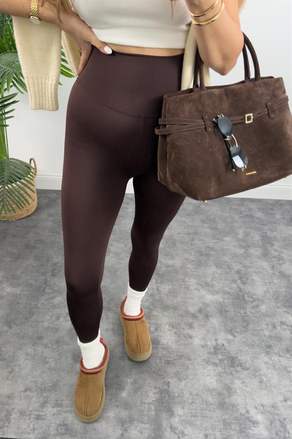 Premium Seri Modal Kumaş Lüx Basic Tayt Acı Kahve