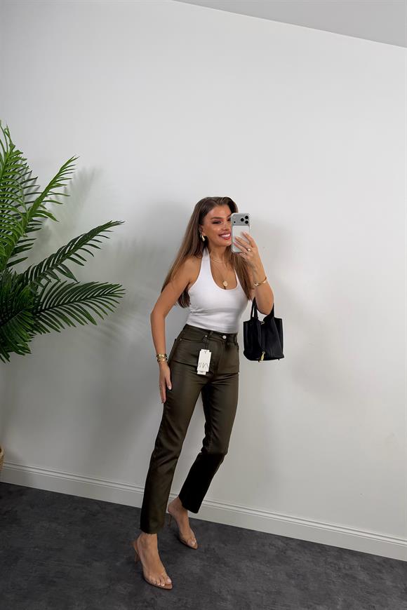 Premium Seri Mumlu Likralı Pamuklu BF Jean Haki