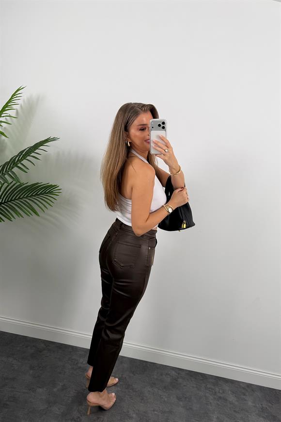 Premium Seri Mumlu Likralı Pamuklu BF Jean Acı Kahve